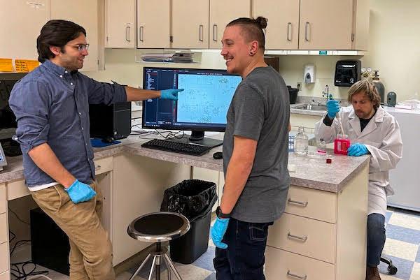 jsc2023e065212 (2/1/2023) --- Student researchers Daniel Roth and Jason Gomes work on their experiment, The Effect(s) of Microgravity on the Dormant State of Cancer Cells, which will be included in the Nanoracks-National Center for Earth and Space Science Education-Orbiter-Student Spaceflight Experiments Program Mission 17 to ISS (Nanoracks-NCESSE-Orbiter-SSEP).