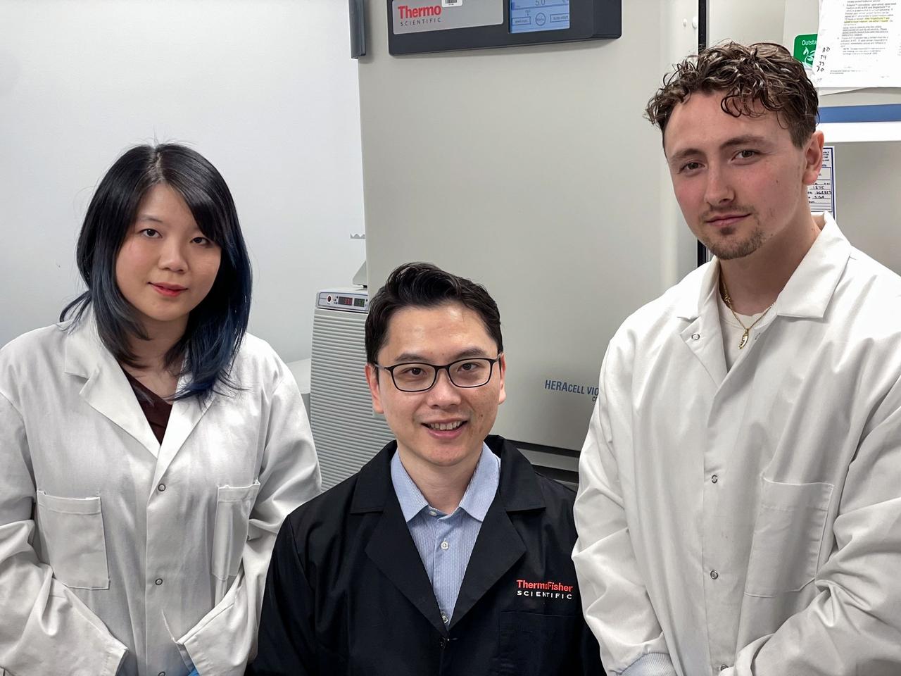 jsc2024e005966 (1/12/2024) --- The Compartment Cartilage Tissue Construct team includes Dr. Yupeng Chen (Associate Professor of Biomedical Engineering from University of Connecticut), Ian Sands (Ph.D. candidate from University of Connecticut) and Anne Yau (Ph.D. candidate from University of Connecticut). Image courtesy of the University of Connecticut.