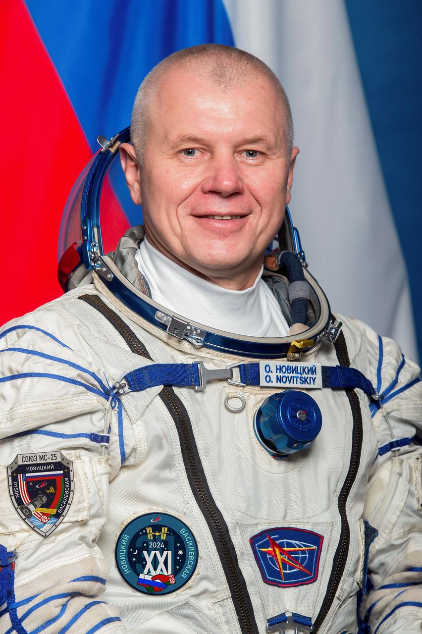 jsc2024e009739 (Nov. 2, 2023) --- Roscosmos cosmonaut and Soyuz MS-25 Commander Oleg Novitskiy poses for a crew portrait at the Gagarin Cosmonaut Training Center. Credit: GCTC/Andrey Shelepin