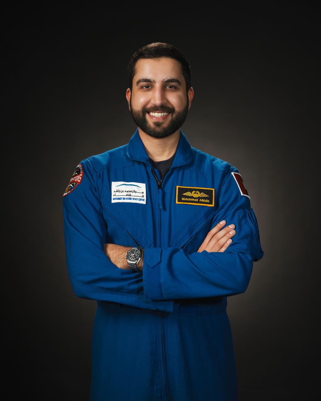   jsc2024e013670 (February 8, 2024) --- UAE astronaut Mohammad Al Mulla poses for a portrait at NASA’s Johnson Space Center in Houston, Texas. Credit: NASA/ Josh Valcarcel
