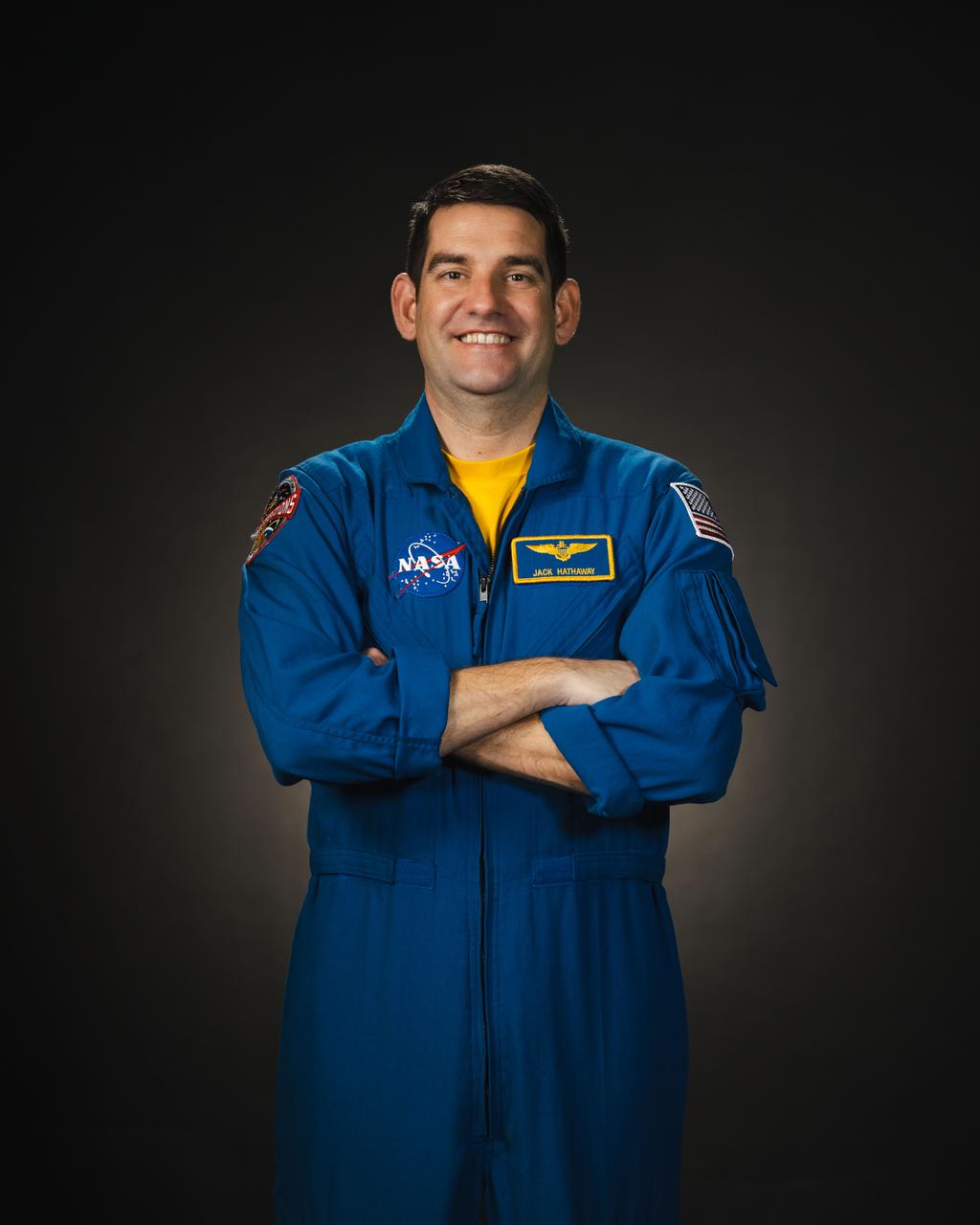   jsc2024e013672 (February 8, 2024) --- NASA astronaut Jack Hathaway poses for a portrait at NASA’s Johnson Space Center in Houston, Texas. Credit: NASA/ Josh Valcarcel