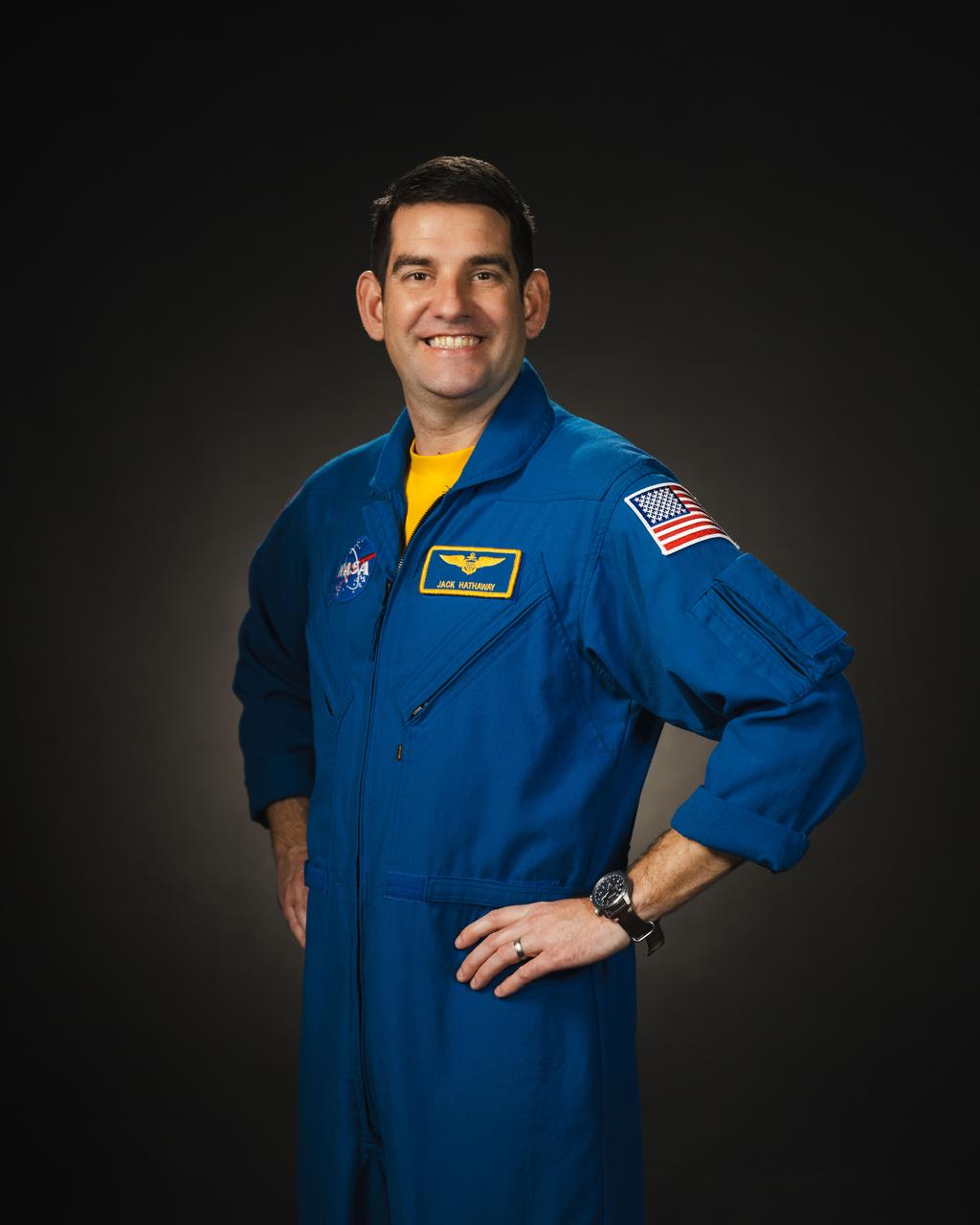   jsc2024e013673 (February 8, 2024) --- NASA astronaut Jack Hathaway poses for a portrait at NASA’s Johnson Space Center in Houston, Texas. Credit: NASA/ Josh Valcarcel