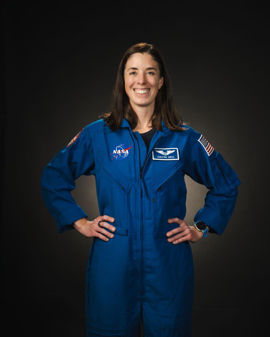   jsc2024e013674 (February 8, 2024) --- NASA astronaut Christina Birch poses for a portrait at NASA’s Johnson Space Center in Houston, Texas. Credit: NASA/ Josh Valcarcel