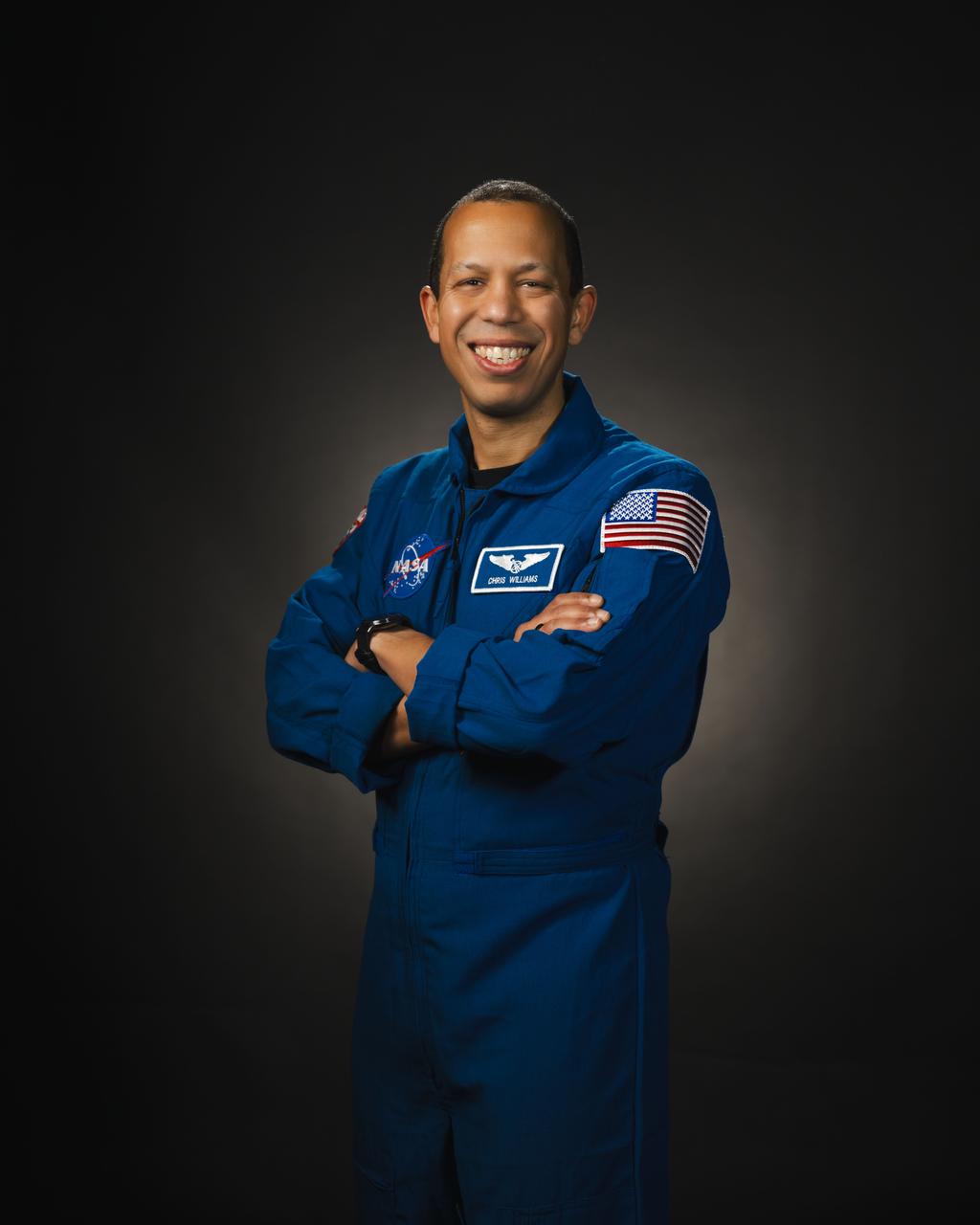   jsc2024e013679 (February 8, 2024) --- NASA astronaut Christopher Williams poses for a portrait at NASA’s Johnson Space Center in Houston, Texas. Credit: NASA/ Josh Valcarcel