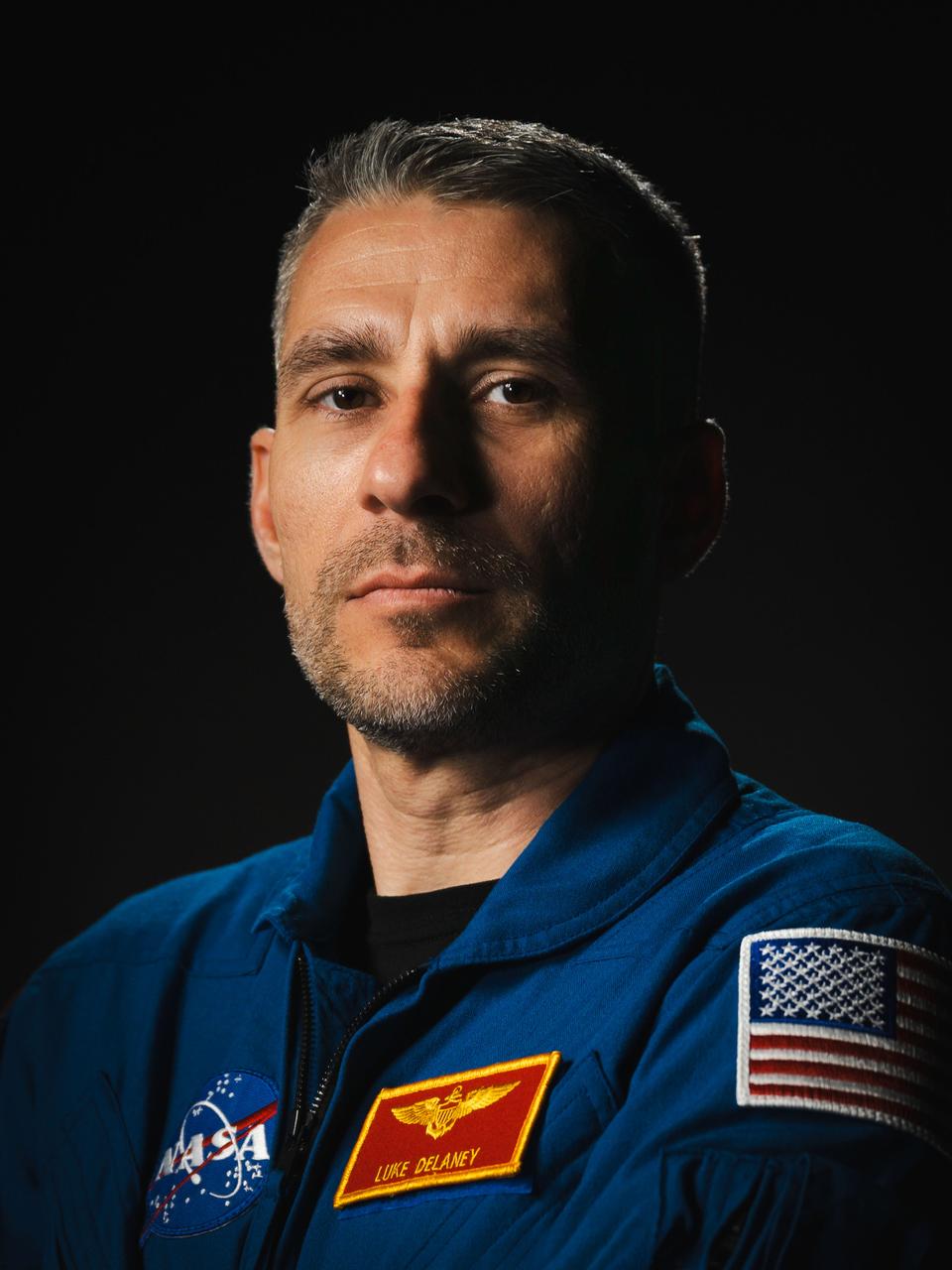   jsc2024e013684_alt (February 8, 2024) --- NASA astronaut Luke Delaney poses for a portrait at NASA’s Johnson Space Center in Houston, Texas. Credit: NASA/ Josh Valcarcel