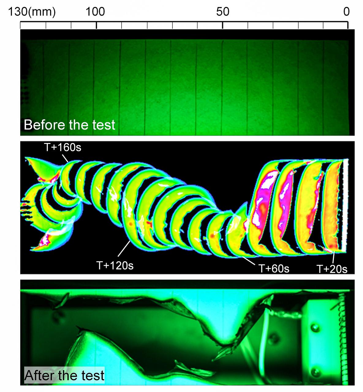 jsc2024e016237 (2/14/2024) --- A trace of the pyrolysis zone captured by an infrared camera at the near-flammability limit. The experiment reveals an initial linear flame spread which subsequently transitions to a swinging spread, taking a rounded shape. Fundamental Research on International Standard of Fire Safety in Space – Base for Safety of Future Manned Missions (FLARE), a Japan Aerospace Exploration Agency (JAXA) investigation, explores the flammability of materials in microgravity. Image courtesy of Hirosaki University, Gifu University, Hokkaido University, and JAXA (Japan Aerospace Exploration Agency).
