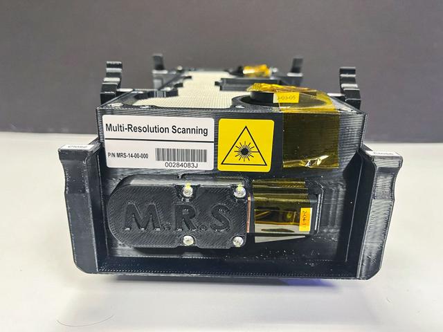 jsc2024e016239 (12/6/2023) --- The multi-resolution scanner (MRS) ready for testing and certification at NASA’s Ames Research Center. The Multi-Resolution Scanning payload will be mated to the Astrobee free-flying robot, which will undertake a small flight and use MRS to create 3D maps of the interior of the International Space Station. Image courtesy of CSIRO.