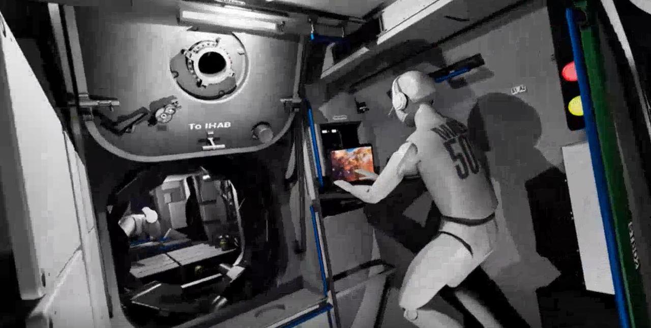 What astronauts see as they tour the Gateway lunar space station in virtual reality.