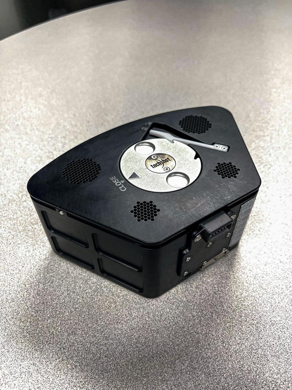 jsc2024e036956 (3/9/2023) --- The Multi-use Variable-g Platform (MVP) Cell Experiment Module is shown. Twelve of these modules run with each housing three sample conditions for the Maturation of Vascularized Liver Tissue Construct in Zero Gravity (MVP Cell-07) investigation. Image courtesy of Grant Vellinger, Redwire.