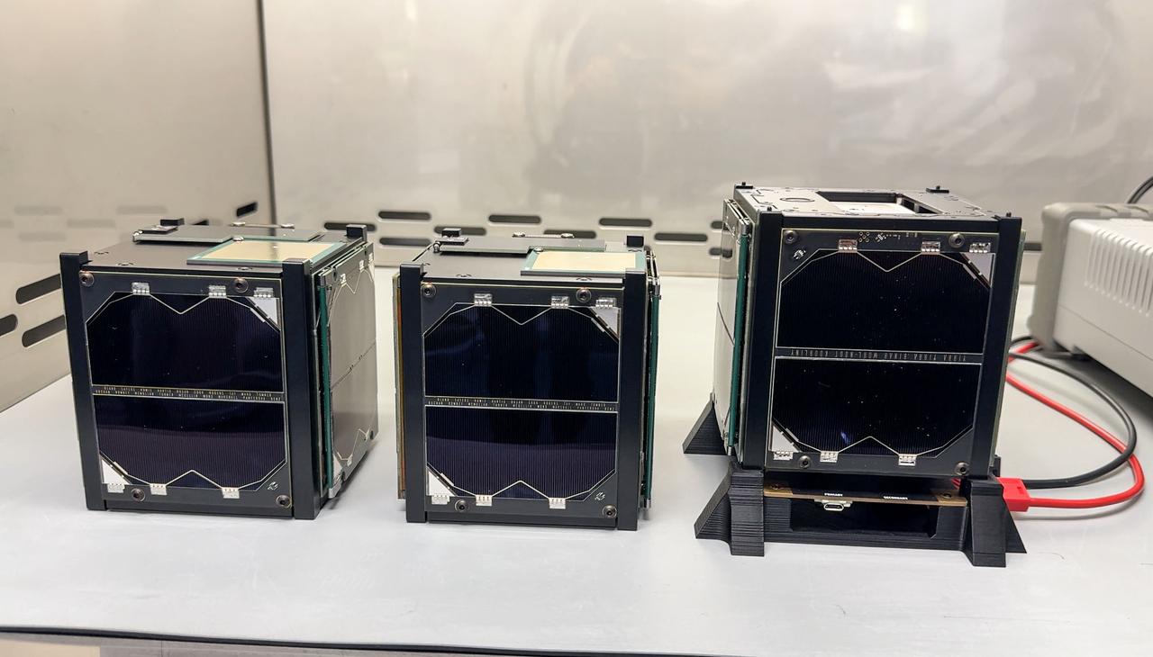 jsc2024e043918 (4/10/2024) --- Binar Space Program, Binar-2, Binar-3, Binar-4 (Binar-234) CubeSats at Curtin University are ready for launch handover to SpaceBD and the Japanese Aerospace Exploration Agency (JAXA). Binar-234 deploys on the J-SSOD 31 mission and launches on NG-21. Image courtesy of Binar Space Program.