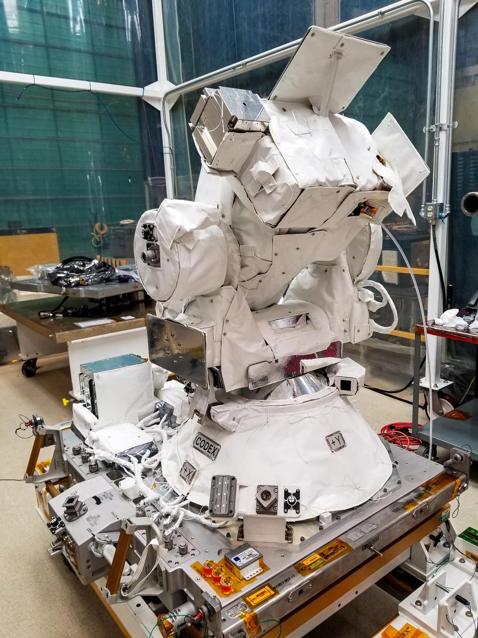 jsc2024e061943 (4/10/2024) --- The COronal Diagnostic EXperiment (CODEX) instrument rests inside a clean facility at Goddard Space Flight Center. Credit: CODEX team / NASA