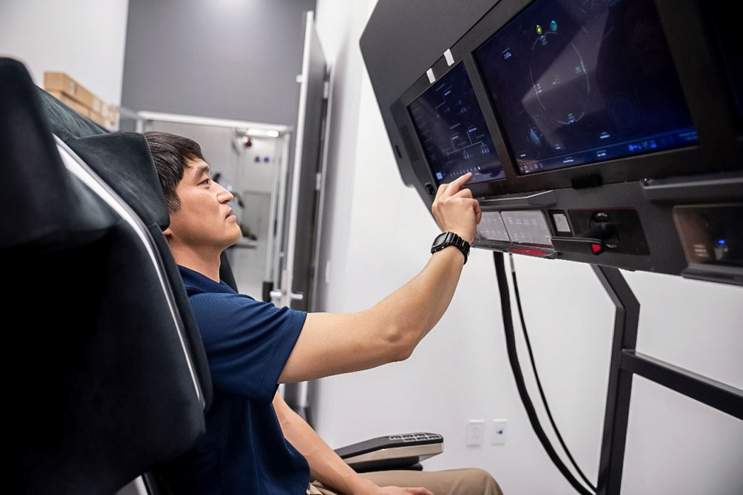 JAXA (Japan Aerospace Exploration Agency) astronaut and NASA’s SpaceX Crew-10 mission specialist Takuya Onishi trains inside a mockup of a Dragon cockpit at the company's facilities in Hawthorne, California. Credit: SpaceX