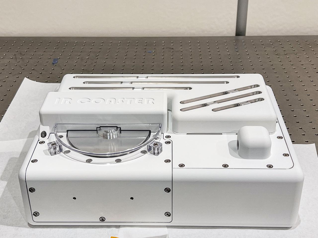 jsc2024e065155 (11/8/2023) --- Preflight view of the IR-COASTER experiment portion of the Euro Material Ageing investigation. The science objective of IR-COASTER is to study the evolution (stability, transformation or degradation) of samples containing organic molecules when exposed to space conditions, including the Solar UV flux when it is not filtered by the Earth's atmosphere nor simulated by lamps in the laboratory. Image courtesy of the Interuniversity Laboratory of Atmospheric Systems (LISA)..