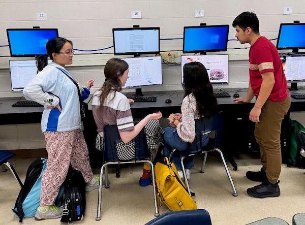jsc2024e067102 (10/15/2024) --- The Theodore Roosevelt High School team discusses their trial experiments with chia seeds and potassium acetate. Their experiment, Effects of Microgravity on Chia Seed Growth, is part of the Nanoracks-National Center for Earth and Space Science Education-Surveyor-Student Spaceflight Experiments Program Mission 18 to ISS (Nanoracks-NCESSE-Surveyor-SSEP).