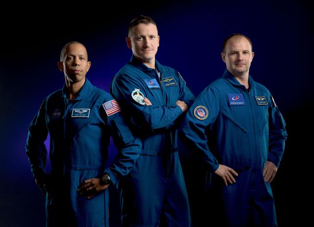 NASA image: Expedition 74 crew members pose for a portrait at NASA's Johnson Space Center in Houston, Texas