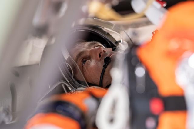 NASA image: NASA astronaut and Artemis II commander Reid Wiseman during Post Insertion and Deorbit Preparation training