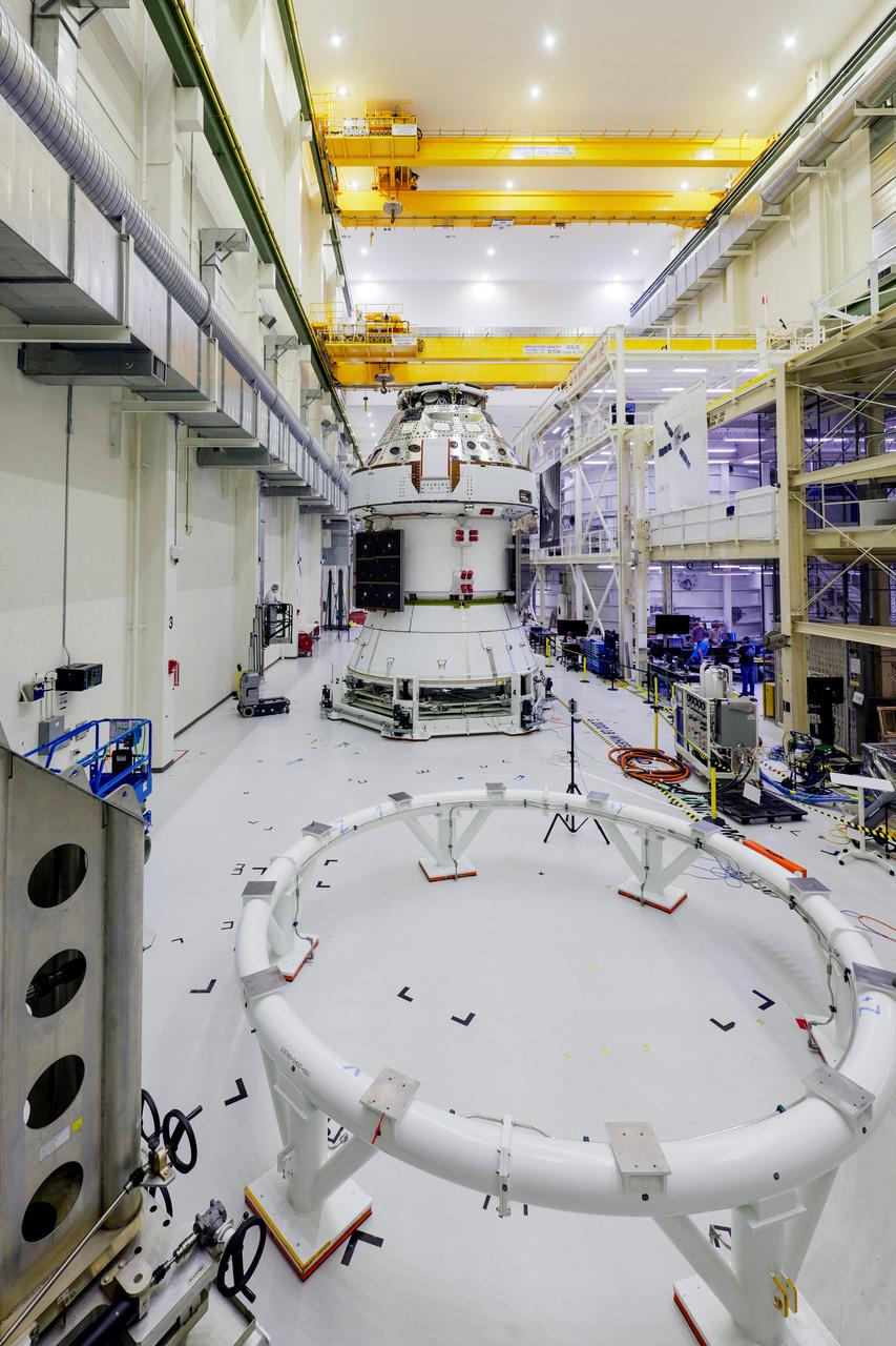 The four solar array wings for the Artemis II Orion spacecraft are installed inside the Operations and Checkout Building at NASA's Kennedy Space Center in Florida on March 7, 2025. Artemis II is Orion’s first crewed flight test around the Moon under the agency’s Artemis campaign.