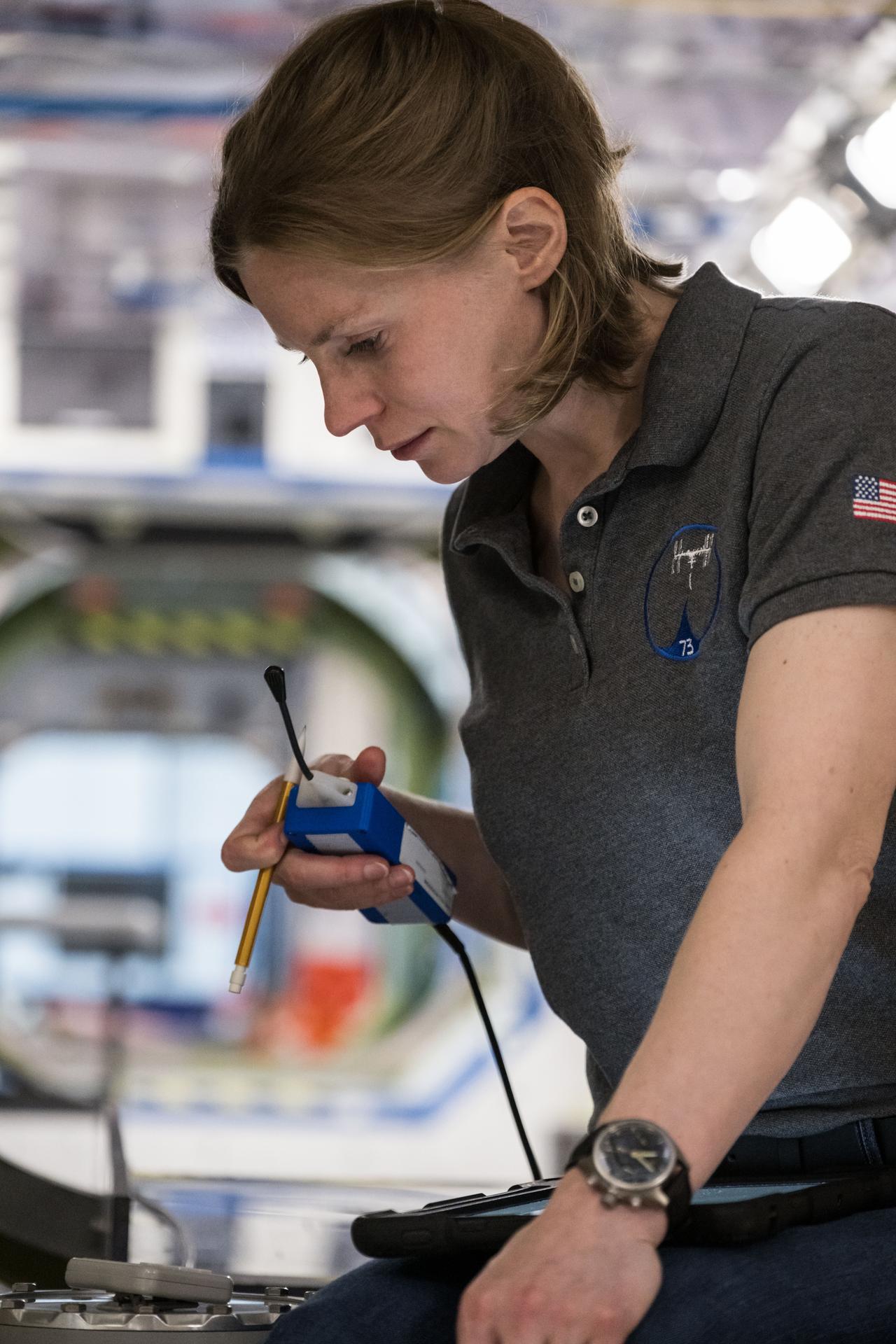 NASA astronaut Zena Cardman conducts training for the unlikely event of an emergency at the Space Vehicle Mockup Facility at NASA’s Johnson Space Center in Houston, Texas.