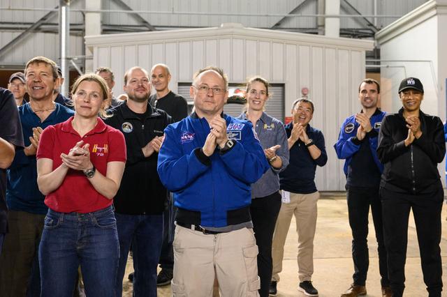 NASA image: Members of the NASA astronaut corps cheer on Crew-9