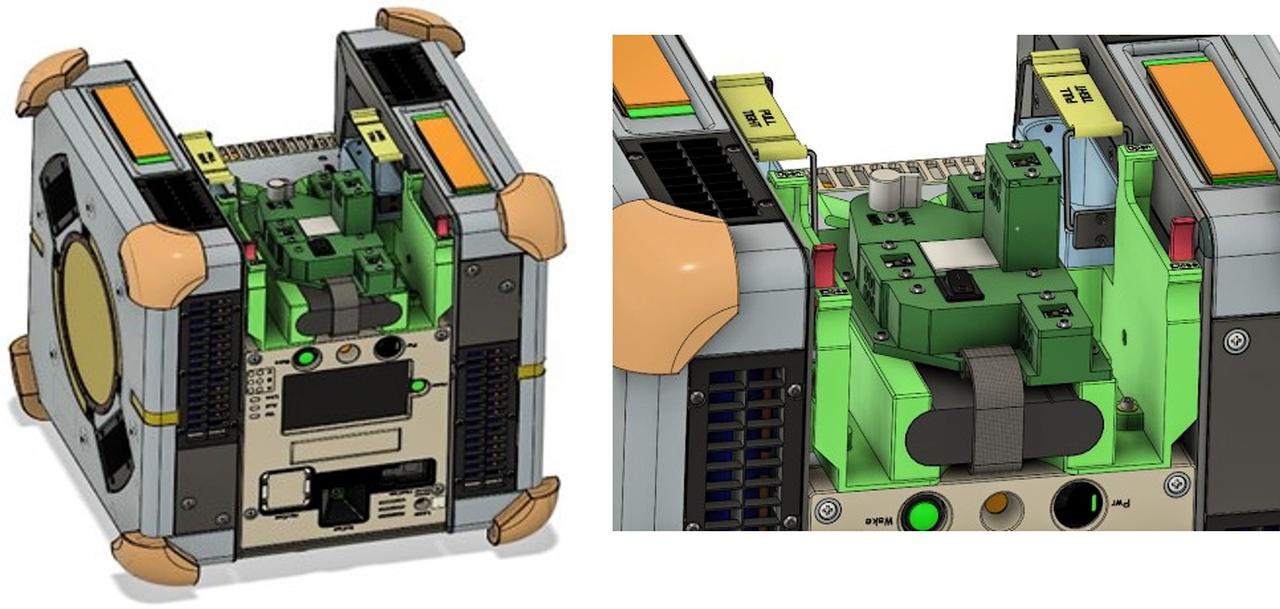 jsc2025e032819 (3/20/2025) --- Integration of Smartphone Video Guidance Sensor (SVGS) beacons and Astrobee using the M561 payload interface. Image courtesy of Hector Gutierrez.