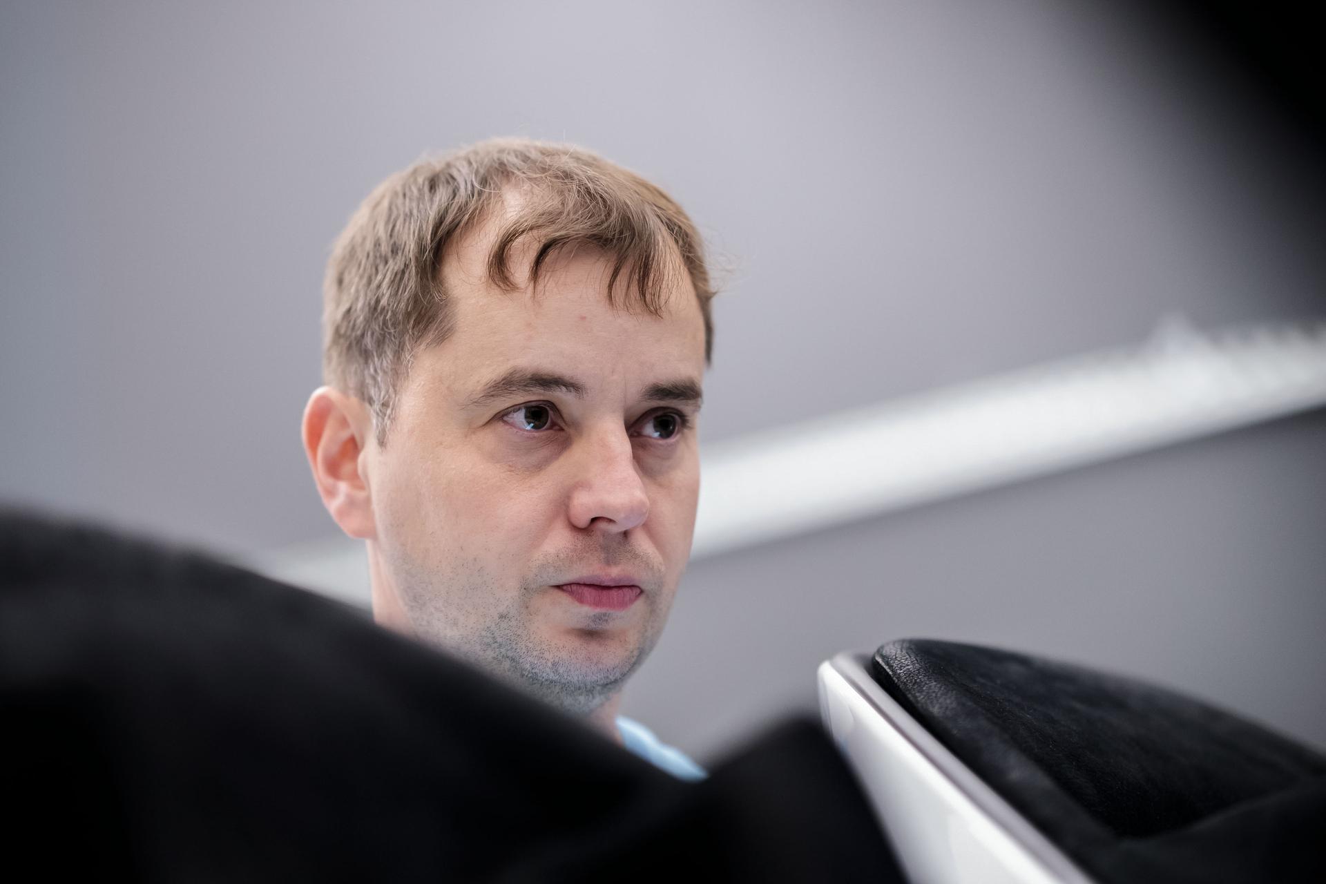 Roscosmos cosmonaut Oleg Platonov, a mission specialist for NASA’s SpaceX Crew-11 mission to the International Space Station, trains for his mission at a SpaceX facility in Hawthorne, California.
