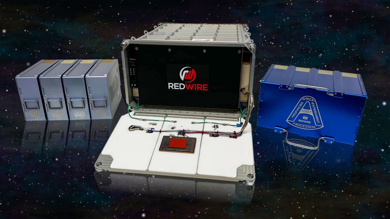 jsc2025e036384 (4/4/2025) --- A lineup of Redwire hardware. Left: Redwire’s in-space pharmaceutical manufacturing system (PIL-BOX) system are chambers that allow crystal growth in small batches. Middle: The Redwire Advanced Space Experiment Processor (ADSEP) in a close configuration onto which either the PIL-BOX or ICC can be installed. Right: The Redwire Industrial Crystallization Cassette (ICC), a facility capable of larger quantities of crystal growth than the PIL-BOX. The ADSEP Industrial Crystallization Cassette Technology Demonstration (ADSEP-ICC) investigation validates the ICC’s capability to grow large quantities of crystals in its high-volume crystal growth chambers aboard the International Space Station. Image courtesy of Redwire.