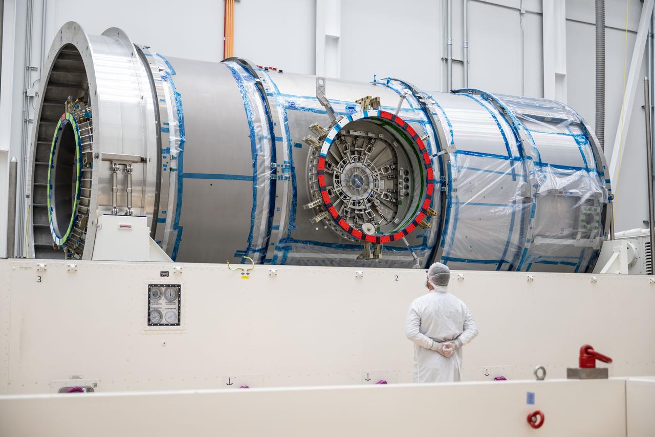 At Northrop Grumman’s Gilbert, Arizona, facility, teams begin removing Gateway’s HALO (Habitation and Logistics Outpost) from its transport container. HALO arrived from Turin, Italy, where Thales Alenia Space fabricated its primary structure. The module will undergo final outfitting in Gilbert before being integrated with the Power and Propulsion Element and launched to lunar orbit.