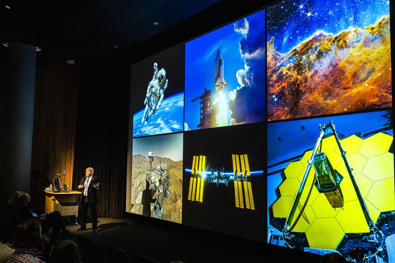 Carlos Garcia-Galan, deputy manager of NASA’s Gateway Program, delivers a keynote address on Gateway, Artemis, and the next era of human space exploration at the 2025 Arizona NASA Space Grant Consortium Statewide Student Research Symposium, held April 18, 2025, at Arizona State University.