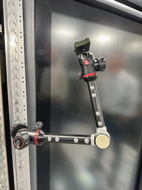 jsc2025e047415 (5/27/2025) --- The High school Students United with NASA to Create Hardware (HUNCH) has designed a device to replace Bogen arms aboard the International Space Station. The HUNCH Utility Bracket (HUB) can be attached to frames and rails and can hold cameras, iPads, and other equipment. The HUB has a jointed design that allows ample range of movement and flexibility. This device aims to aid crew members with tasks such as recording videos and holding iPads to increase efficiency of operations aboard space station. (Image courtesy of HUNCH)
