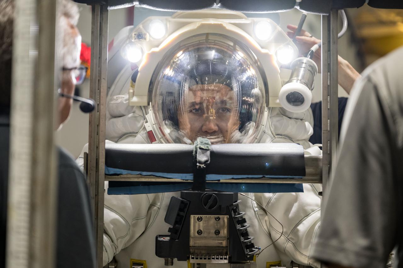 PHOTO DATE: May 29, 2025.LOCATION: NBL - Pool Topside SUBJECT: EVA & Human Surface Mobility Program's Axiom Space xEVA System - NBL Integration Testing - Lunar Integration Run 1 - Subject: Koichi Wakata  29 May 2025. PHOTOGRAPHER: Josh Valcarcel