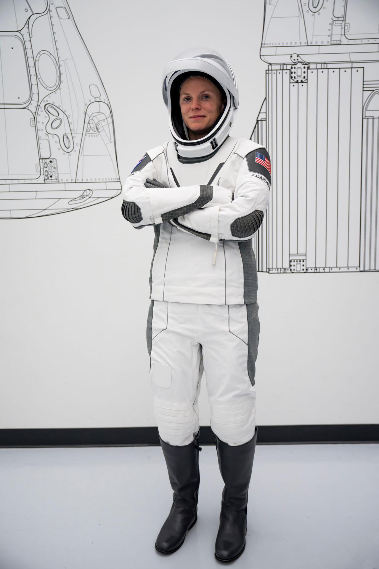NASA’s SpaceX Crew-11 commander and NASA astronaut Zena Cardman poses for a photo during a training session at SpaceX facilities in Hawthorne, California. Credit SpaceX