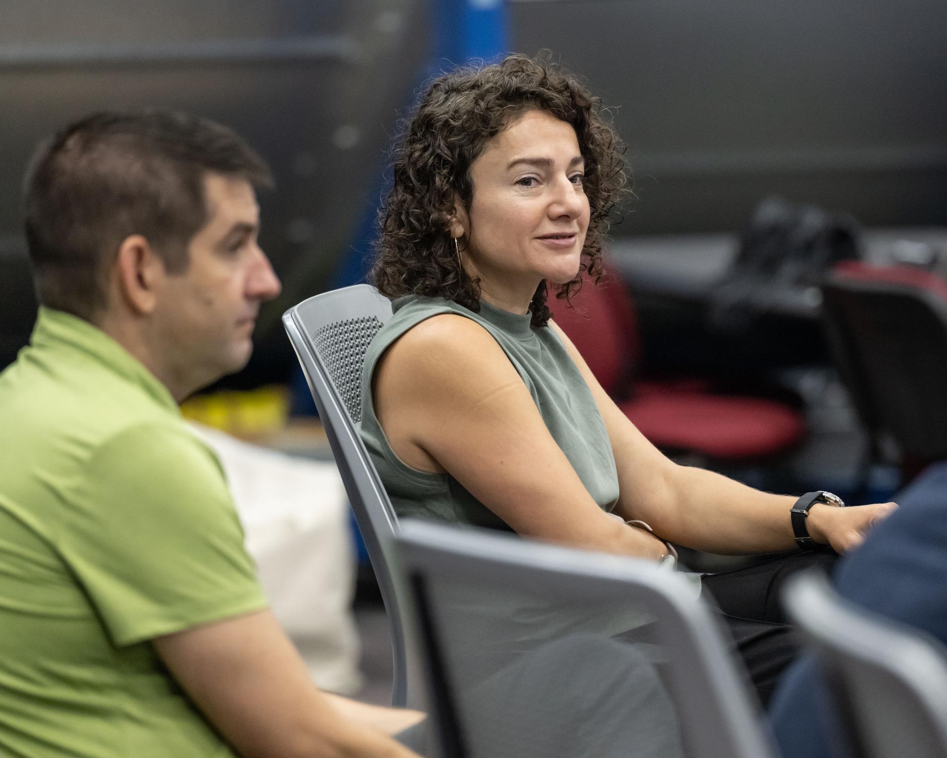 NASA astronauts Jack Hathaway and Jessica Meir participate in a medical emergency training session