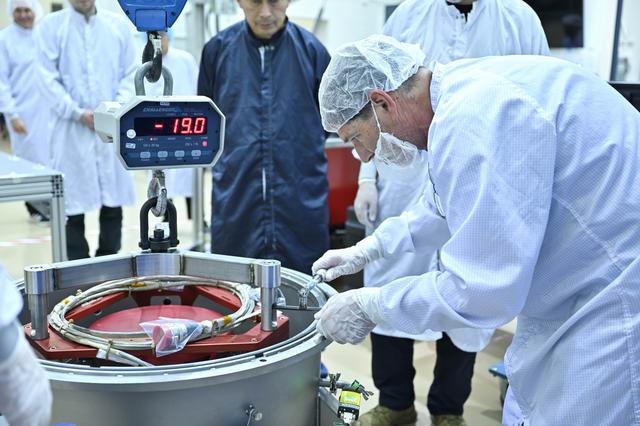 NASA image: Gayteway's AEPS Thruster Arrives for Integration with Power and Propulsion Element (jsc2025e073415)