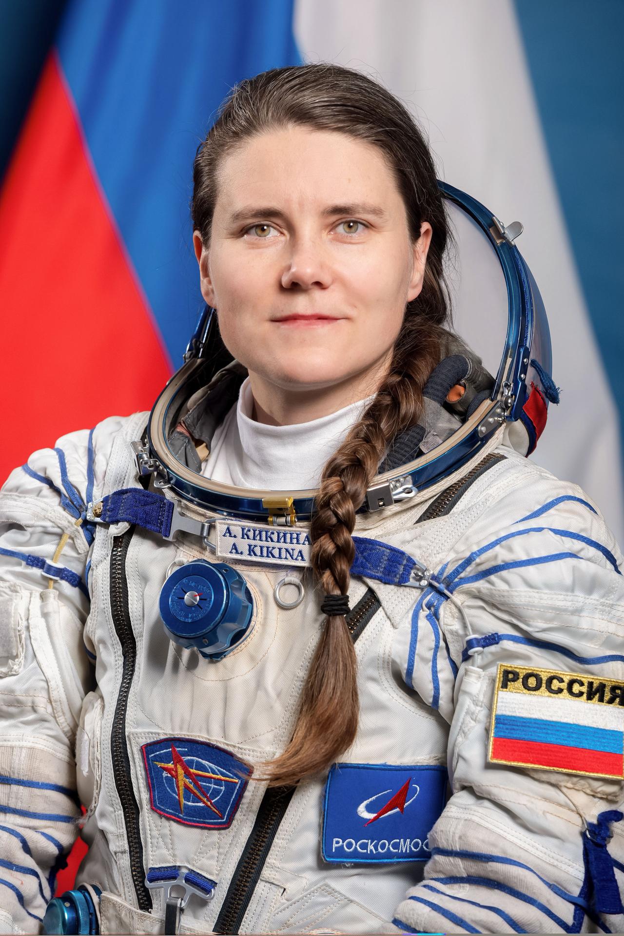 Roscosmos cosmonaut and Soyuz MS-28 Backup Flight Engineer Anna Kikina poses for a portrait in her Sokol launch and entry suit at the Gagarin Cosmonaut Training Center in Star City, Russia.
