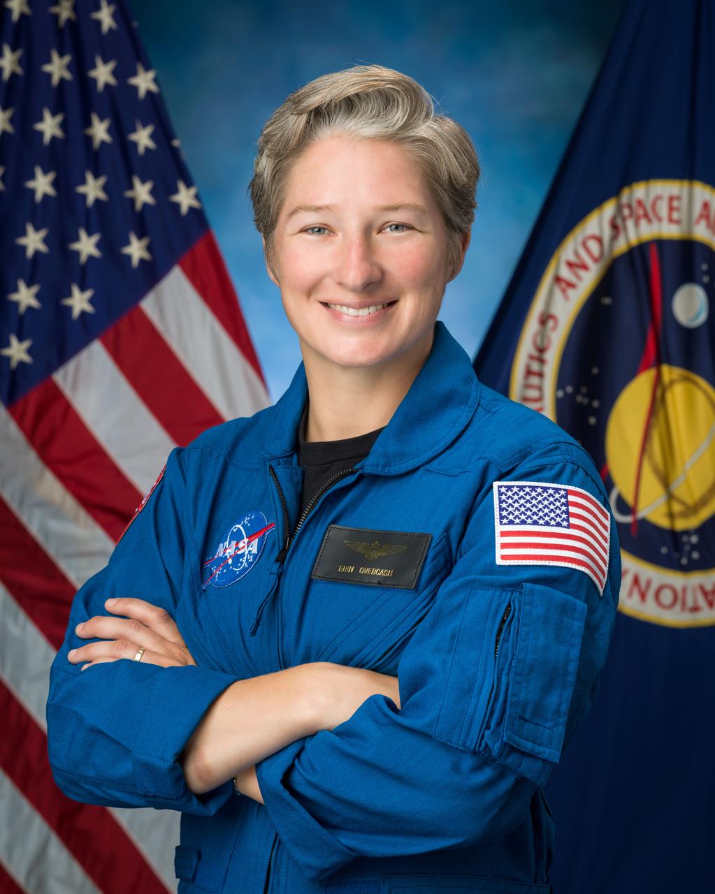 jsc2025e074719 (September 15, 2025) --- NASA astronaut candidate Erin Overcash poses for a portrait at NASA’s Johnson Space Center in Houston, Texas. Overcash was selected by NASA to join the 2025 astronaut candidate class and reported for duty in September 2025. Credit: NASA/Josh Valcarcel