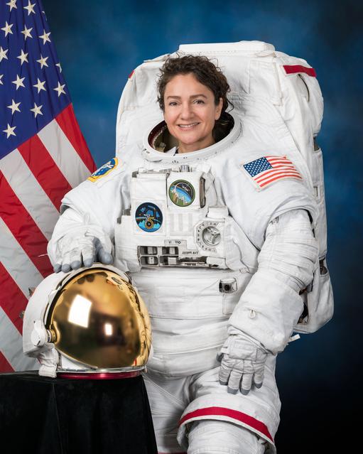 NASA image: Official portrait of NASA astronaut Jessica Meir wearing a spacesuit