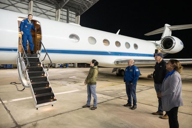 NASA image: NASA astronaut Jonny Kim exits the Gulfstream V aircraft that returned him to Houston