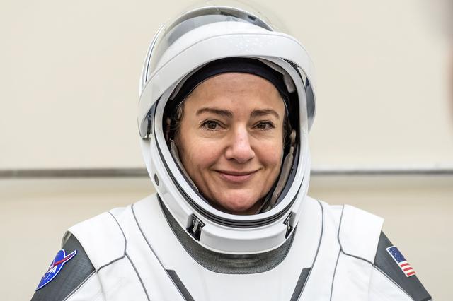 NASA image: NASA astronaut Jessica Meir is photographed in her SpaceX pressure suit