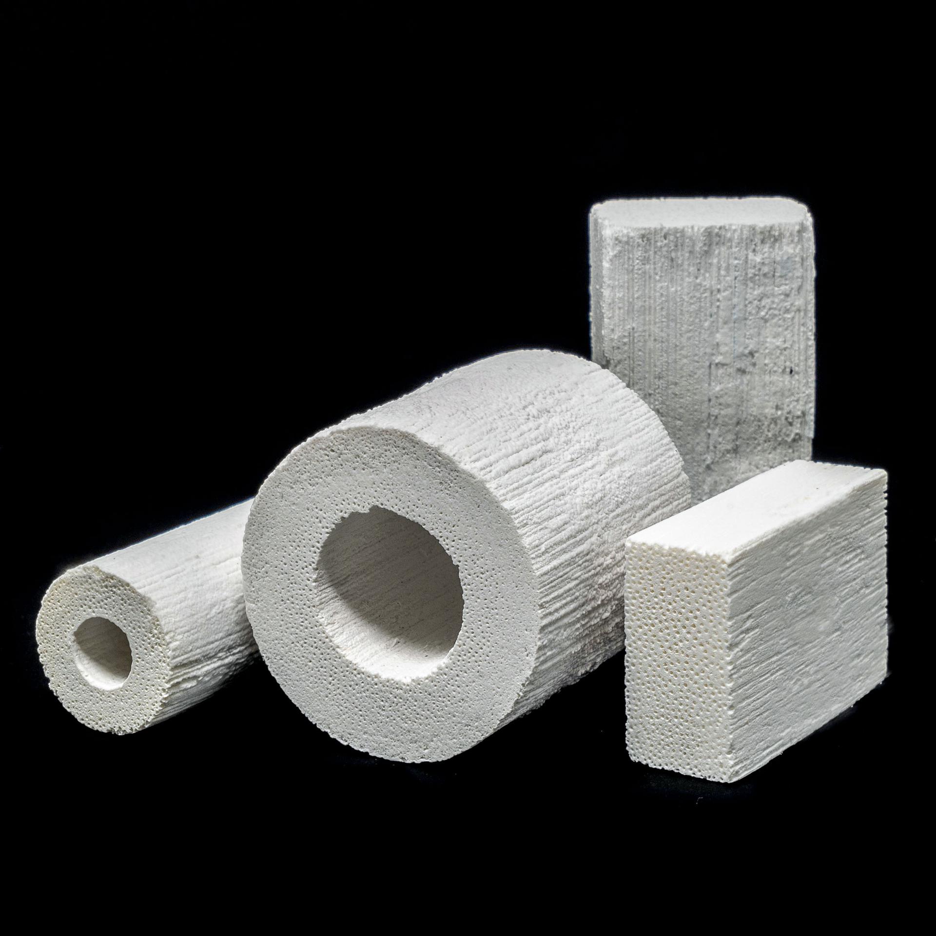 jsc2026e017235 (March 27, 2026) --- Various b.Bone products are displayed, including blocks, cylinders, and wedge-shaped elements. B Bone products are made from rattan wood and function as a scaffold for human bone marrow stromal cells. These products may have applications in the medical field by providing scaffolding for osteoporosis patients with fragile bones. Credit:. GreenBone Ortho.