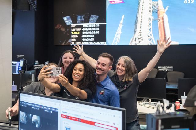 Members of the Artemis lunar science team, from left, Sara Schmidt, Megan Bor...