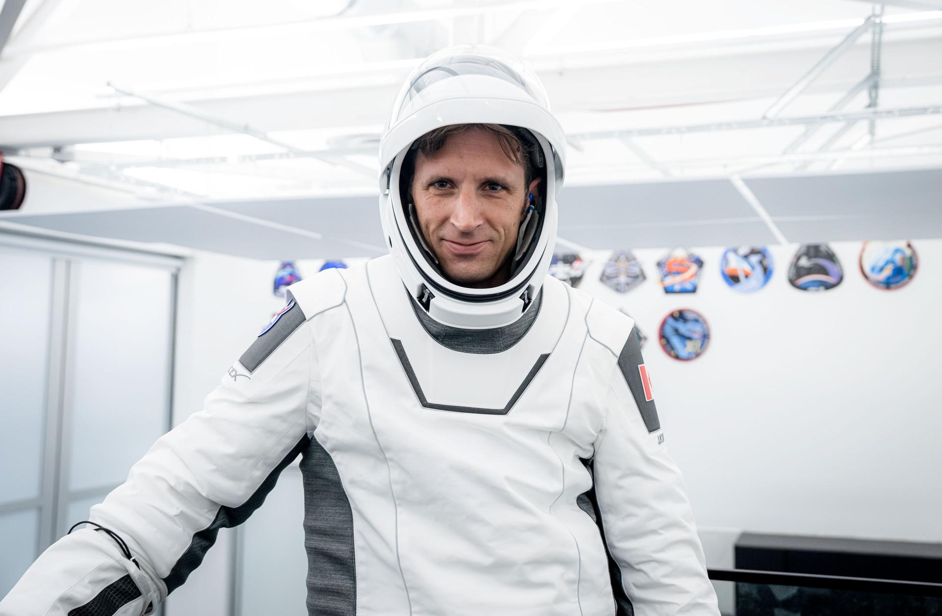 CSA (Canadian Space Agency) astronaut and SpaceX Crew-13 Mission Specialist Joshua Kutryk is pictured in his pressure suit during a training session at SpaceX headquarters in Hawthorne, California.