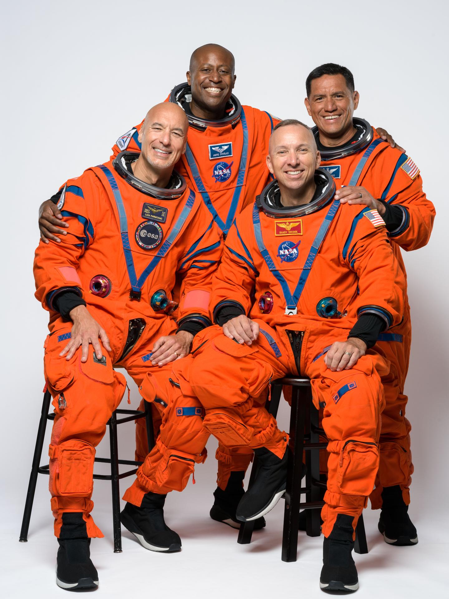 The Artemis III crew poses for an official portrait (from left: Luca Parmitano, Andre Douglas, Randy Bresnik, Frank Rubio). Credit: NASA/Helen Arase Vargas