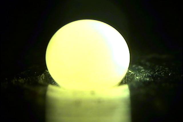 jsc2026e416049 (September 15, 2026) --- Preflight image of a new class of glass as it cools during a ground-based levitation experiment as part of ELF‑Unconventional Glass 2. This investigation examines how microgravity influences the structure and properties of these unconventional glasses. Investigation results could reveal new ways of making glass with unique properties and spark innovations for future technologies. Credit: Kyoto University/Atsunobo Masuno.