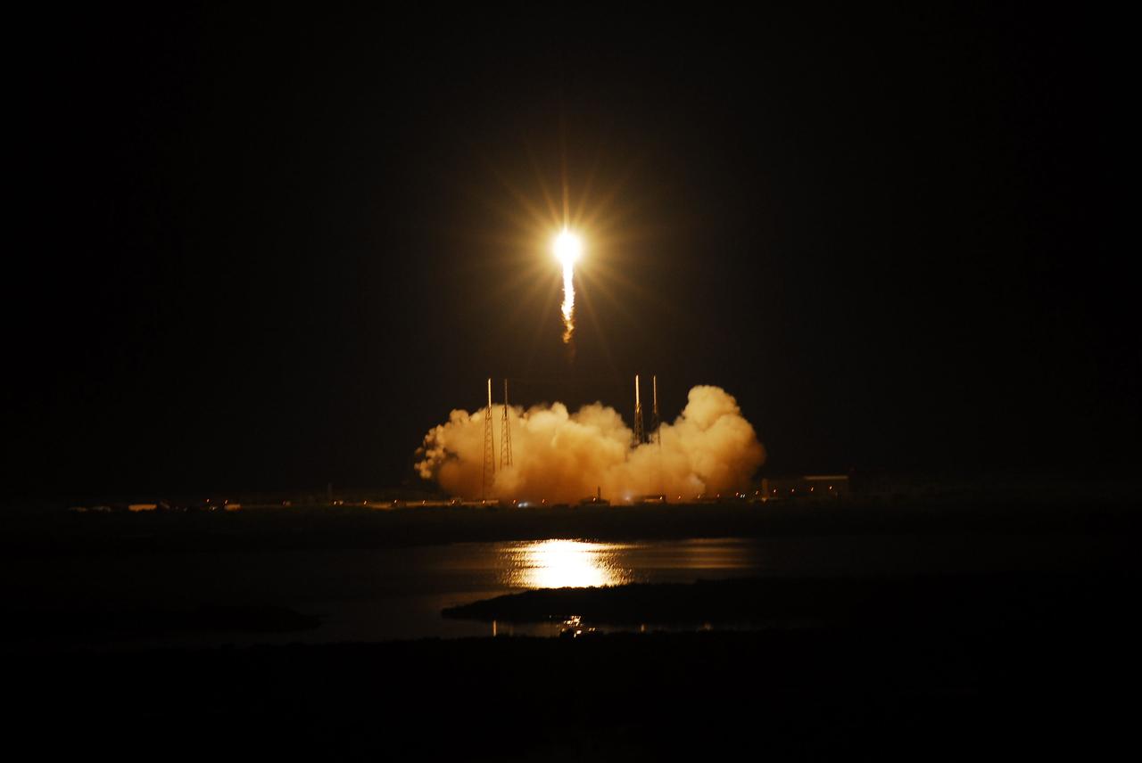 CAPE CANAVERAL, Fla. – The SpaceX Falcon 9 rocket soars into space from Space Launch Complex-40 on Cape Canaveral Air Force Station in Florida at 3:44 a.m. EDT, carrying the Dragon capsule to orbit. The launch is the company's second demonstration test flight for NASA's Commercial Orbital Transportation Services, or COTS, Program. During the flight, the Dragon will conduct a series of check-out procedures to test and prove its systems, including rendezvous and berthing with the International Space Station. If the capsule performs as planned, the cargo and experiments it is carrying will be transferred to the station. The cargo includes food, water and provisions for the station’s Expedition crews, such as clothing, batteries and computer equipment. Under COTS, NASA has partnered with two aerospace companies to deliver cargo to the station. For more information, visit http://www.nasa.gov/spacex. Photo credit: NASA/Alan Ault