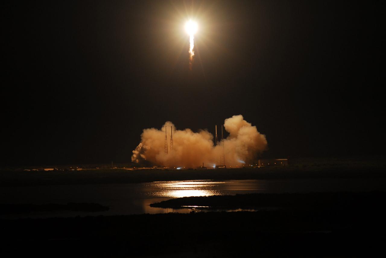 CAPE CANAVERAL, Fla. – Powered by nine Merlin engines, the SpaceX Falcon 9 rocket roars into space from Space Launch Complex-40 on Cape Canaveral Air Force Station in Florida at 3:44 a.m. EDT, carrying the Dragon capsule to orbit. The launch is the company's second demonstration test flight for NASA's Commercial Orbital Transportation Services, or COTS, Program. During the flight, the Dragon will conduct a series of check-out procedures to test and prove its systems, including rendezvous and berthing with the International Space Station. If the capsule performs as planned, the cargo and experiments it is carrying will be transferred to the station. The cargo includes food, water and provisions for the station’s Expedition crews, such as clothing, batteries and computer equipment. Under COTS, NASA has partnered with two aerospace companies to deliver cargo to the station. For more information, visit http://www.nasa.gov/spacex. Photo credit: NASA/Alan Ault