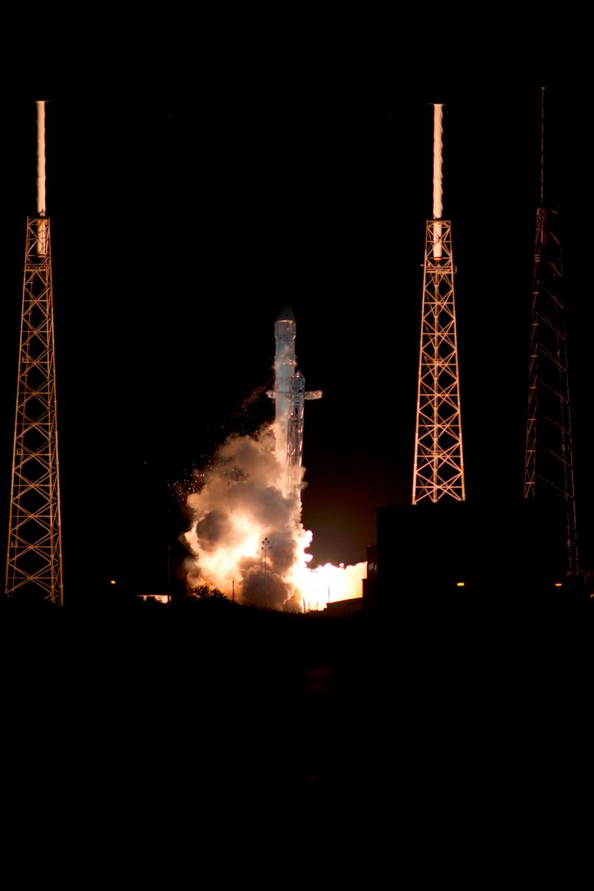 CAPE CANAVERAL, Fla. - Space Launch Complex 40 on Cape Canaveral Air Force Station in Florida comes alive as the Merlin engines ignite under the Falcon 9 rocket carrying a Dragon capsule to orbit. Liftoff was at 8:35 p.m. EDT. Space Exploration Technologies Corp., or SpaceX, built both the rocket and capsule for NASA's first Commercial Resupply Services, or CRS-1, mission to the International Space Station. SpaceX CRS-1 is an important step toward making America’s microgravity research program self-sufficient by providing a way to deliver and return significant amounts of cargo, including science experiments, to and from the orbiting laboratory. NASA has contracted for 12 commercial resupply flights from SpaceX and eight from the Orbital Sciences Corp. For more information, visit http://www.nasa.gov/mission_pages/station/living/launch/index.html Photo credit: NASA/Tony Gray