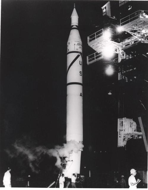 KENNEDY SPACE CENTER, FLA. -- Explorer I, the first American satellite, is scheduled to be launched from Cape Canaveral on Jan. 29, 1958