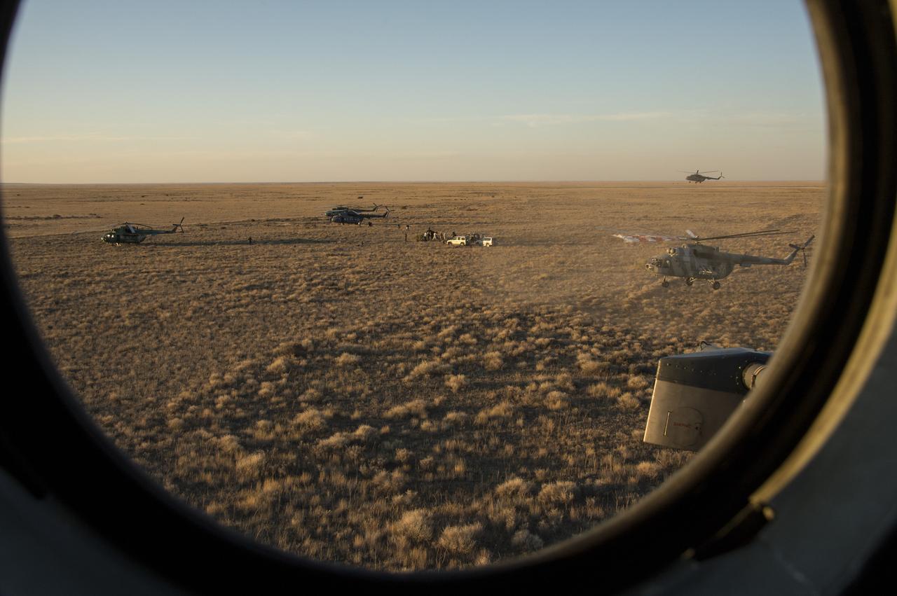 Russian Search and Rescue teams arrive at the Soyuz TMA-20M spacecraft shortly after it landed with Expedition 48 crew members NASA astronaut Jeff Williams, Russian cosmonauts Alexey Ovchinin, and Oleg Skripochka of Roscosmos near the town of Zhezkazgan, Kazakhstan on Wednesday, Sept. 7, 2016(Kazakh time). Williams, Ovchinin, and Skripochka are returning after 172 days in space where they served as members of the Expedition 47 and 48 crews onboard the International Space Station. Photo Credit: (NASA/Bill Ingalls)