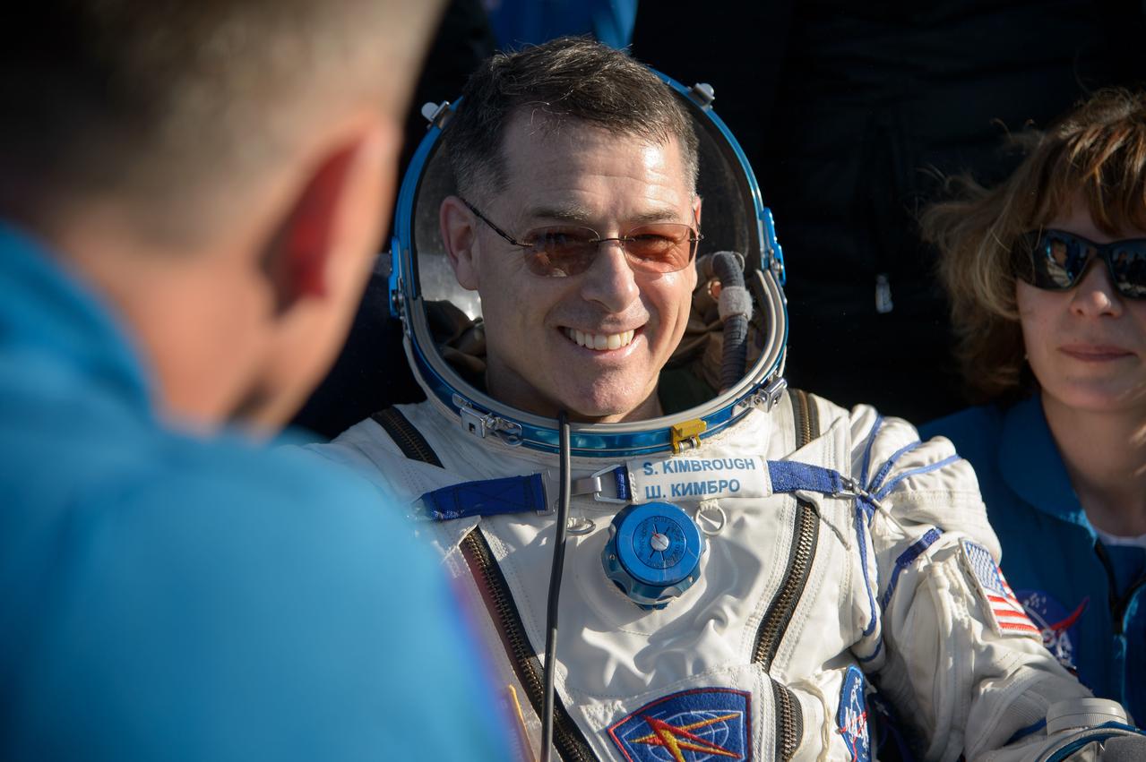 nhq201704100031 (April 10, 2017) --- NASA astronaut Shane Kimbrough rests in a chair outside the Soyuz MS-02 spacecraft just minutes after he, Russian cosmonaut Sergey Ryzhikov of Roscosmos, and Russian cosmonaut Andrey Borisenko of Roscosmos landed in a remote area near the town of Zhezkazgan, Kazakhstan on Monday, April 10, 2017 (Kazakh time). Kimbrough, Ryzhikov, and Borisenko are returning after 173 days in space where they served as members of the Expedition 49 and 50 crews onboard the International Space Station. Photo Credit: (NASA/Bill Ingalls)