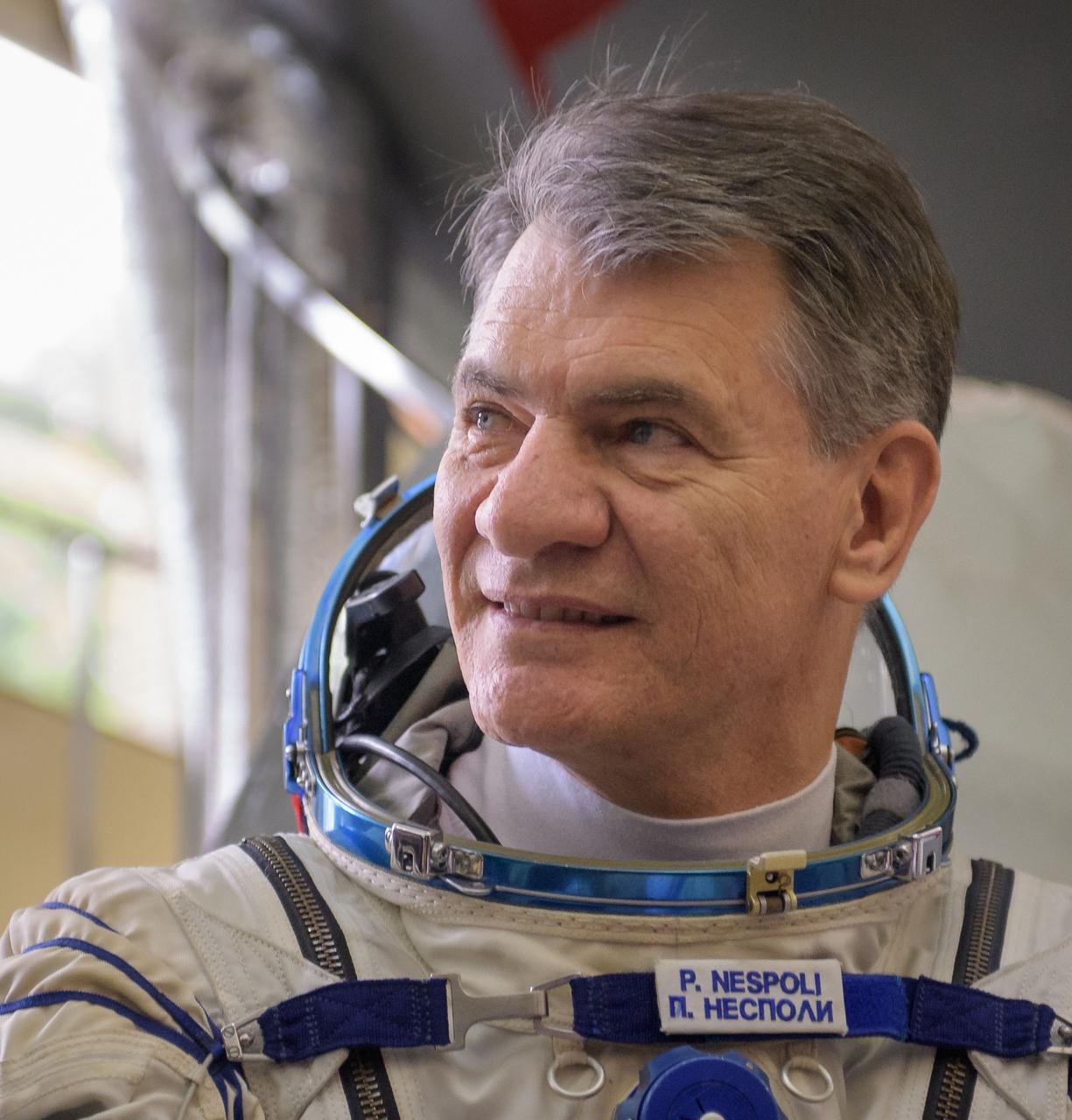 nhq201707070007 (July 7, 2017) --- Expedition 52 flight engineer Paolo Nespoli of ESA listens to questions from the press outside the Soyuz simulator ahead his final Soyuz qualification exam with fellow Expedition 52 flight engineers Sergey Ryazanskiy of Roscosmos, and Randy Bresnik of NASA, Friday, July 7, 2017 at the Gagarin Cosmonaut Training Center (GCTC) in Star City, Russia. Photo Credit: (NASA/Bill Ingalls)